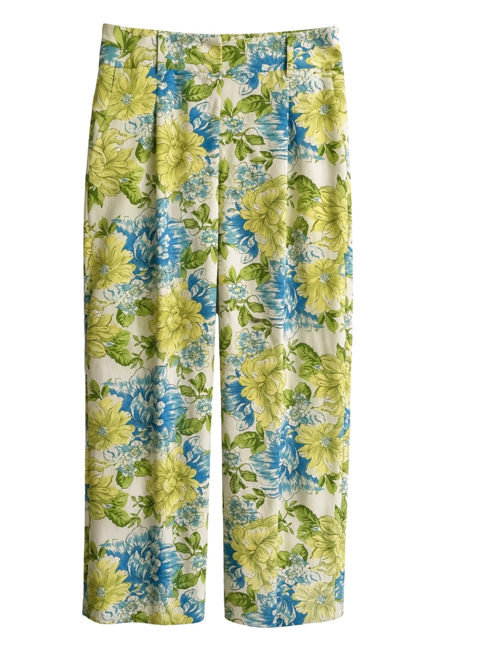 Cato 14/16W Blue Green Floral Crop Pants NWOT
